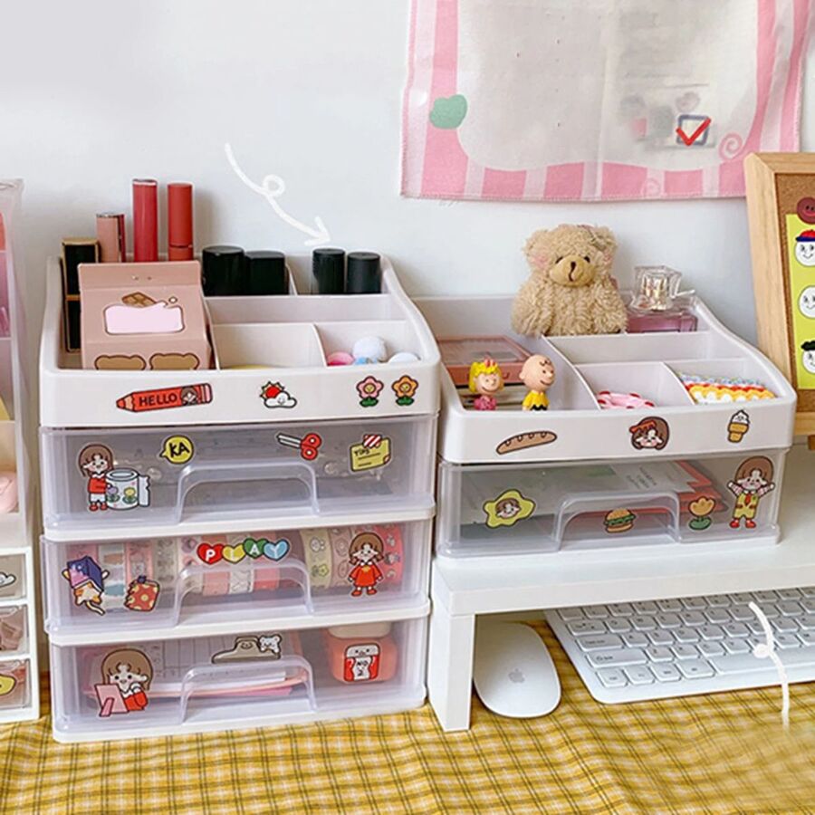 Organizador escritorio cosmeticos 2 cajones