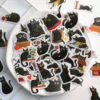 CAJA STICKERS GATITOS NEGROS