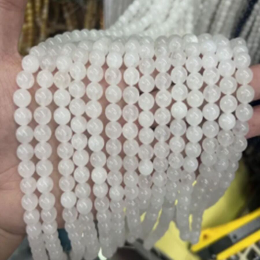 Tira Piedra Bolita 6mm - White Jade