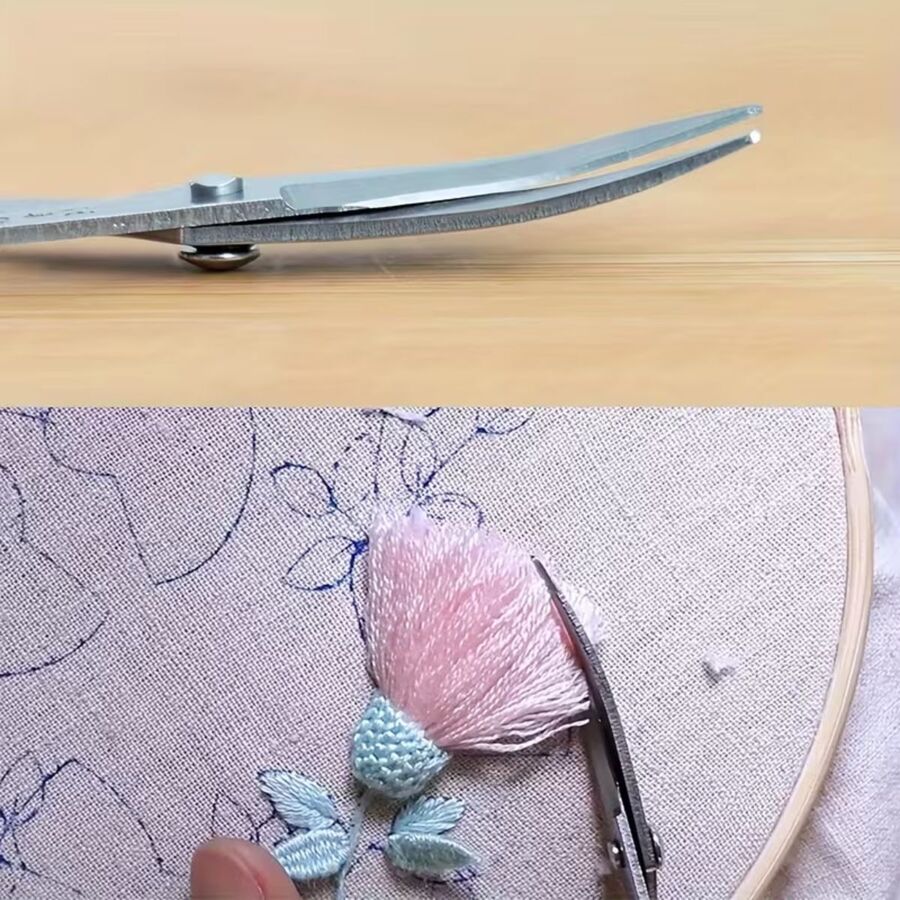 Tijera Rosada Curva para bordados