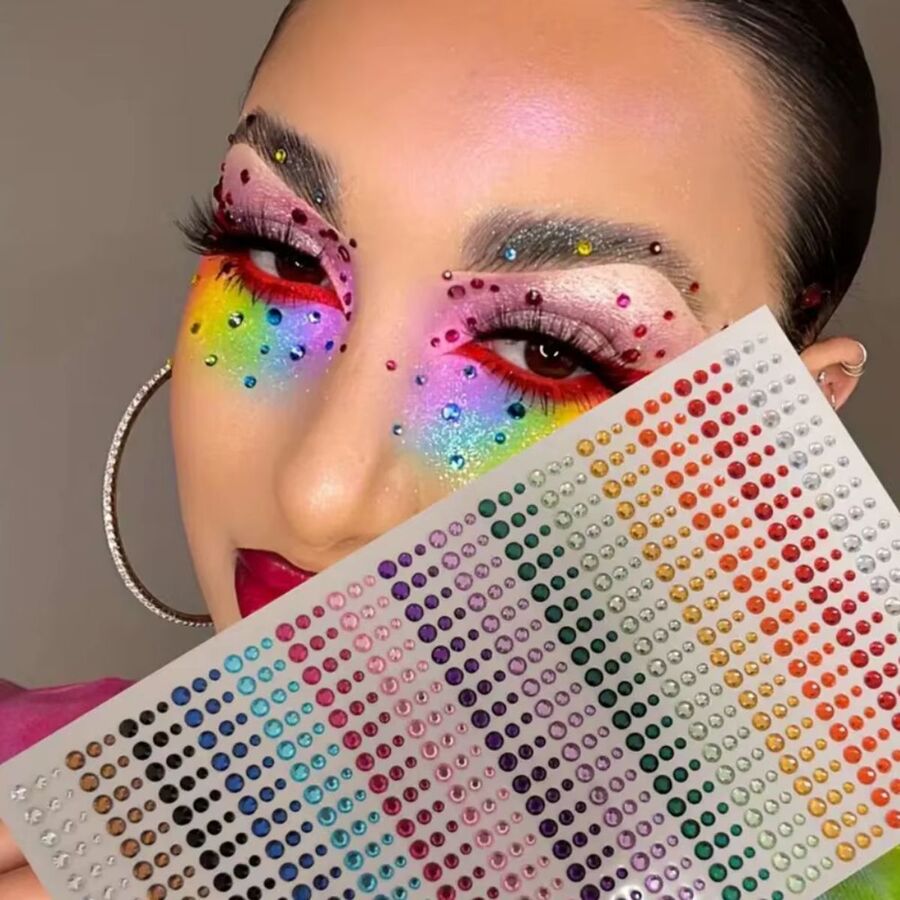 900 Uds. Joyas de maquillaje coloridas gemas faciales mixtas