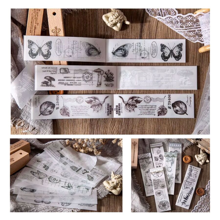 Block hojas decoradas papel vegetal