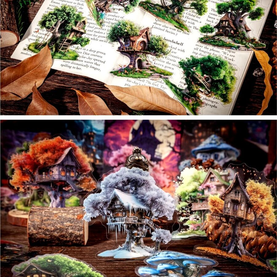 Set pegatinas casas arboles