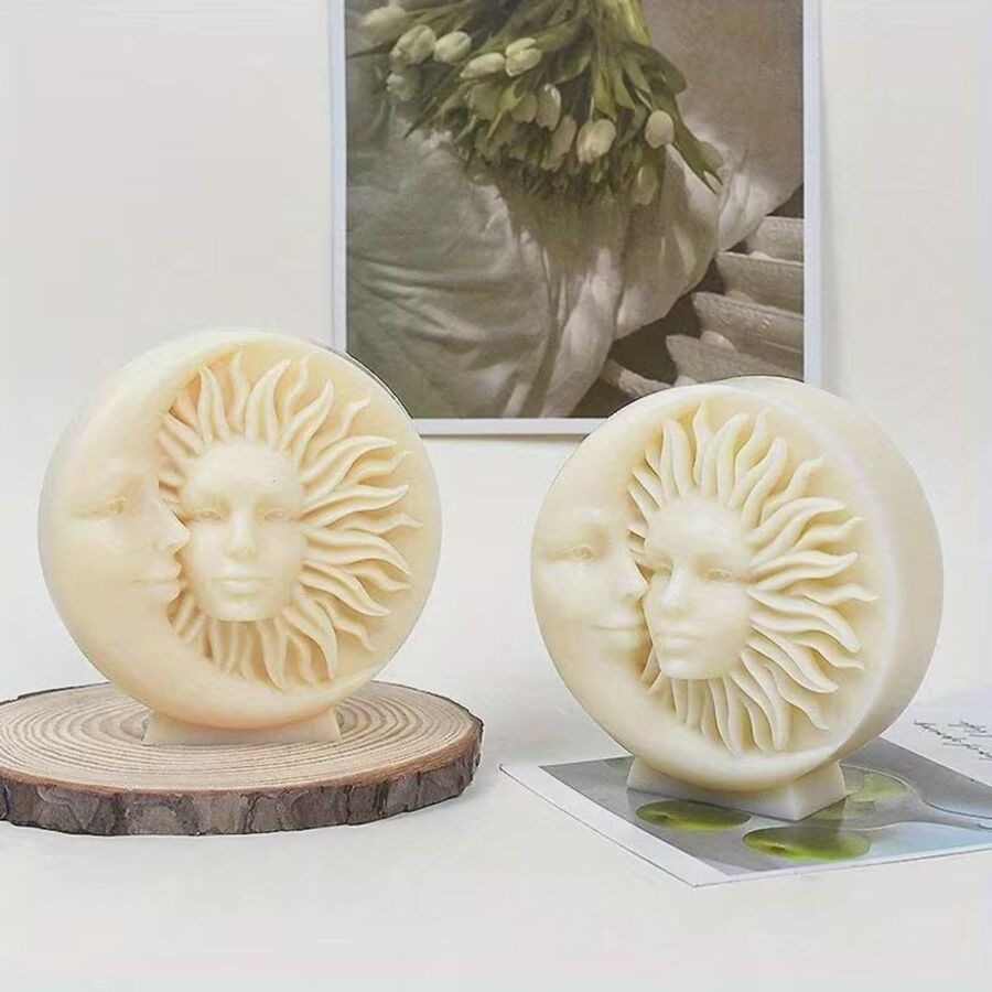 Molde de silicona sol y luna vela adornos