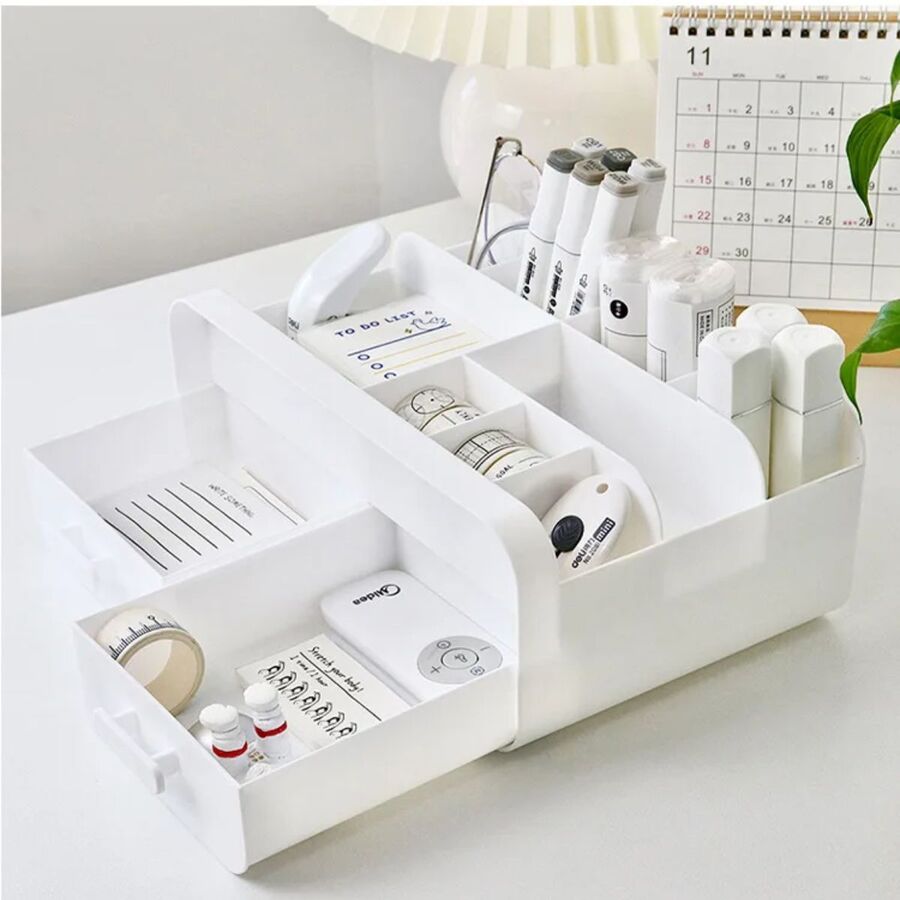 Organizador cosmeticos escritorio 2 cajones