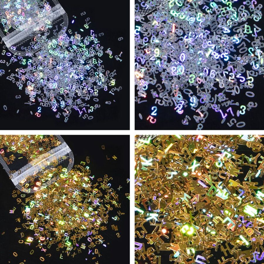 Lentejuelas letras x 25g 4700 unidades