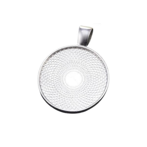 10 Colgantes Para Resina O Cabujon Redondo Color Rhodium.
