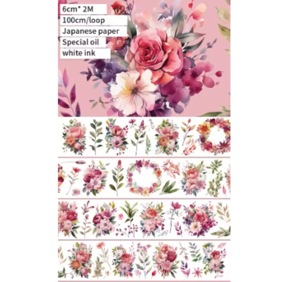 WASHI TAPE FLORES UV 6 CM *2M