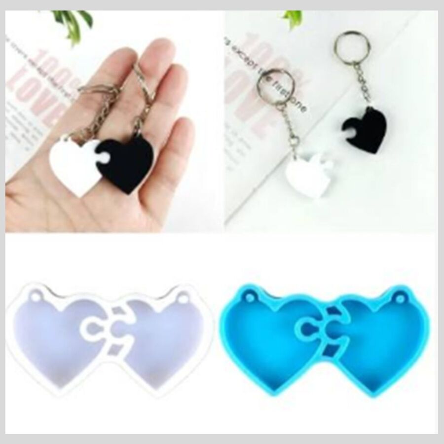 Molde de silicona llavero corazon puzzle - 29665