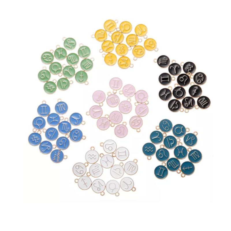 12 Dije Esmaltado Signos Colores