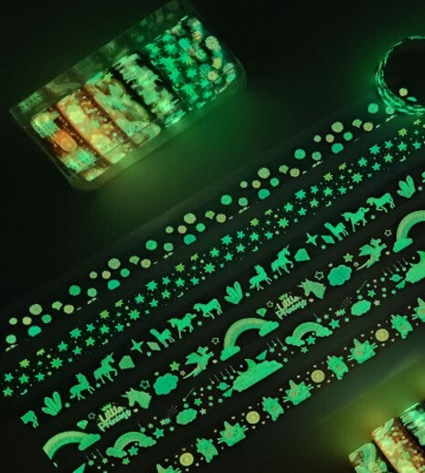 Set washi tape unicornio brilla oscuridad