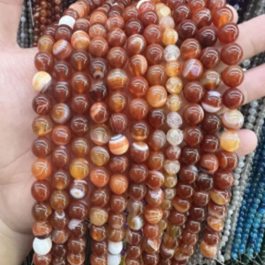 Tira Piedra Bolita 6mm - Red Agate