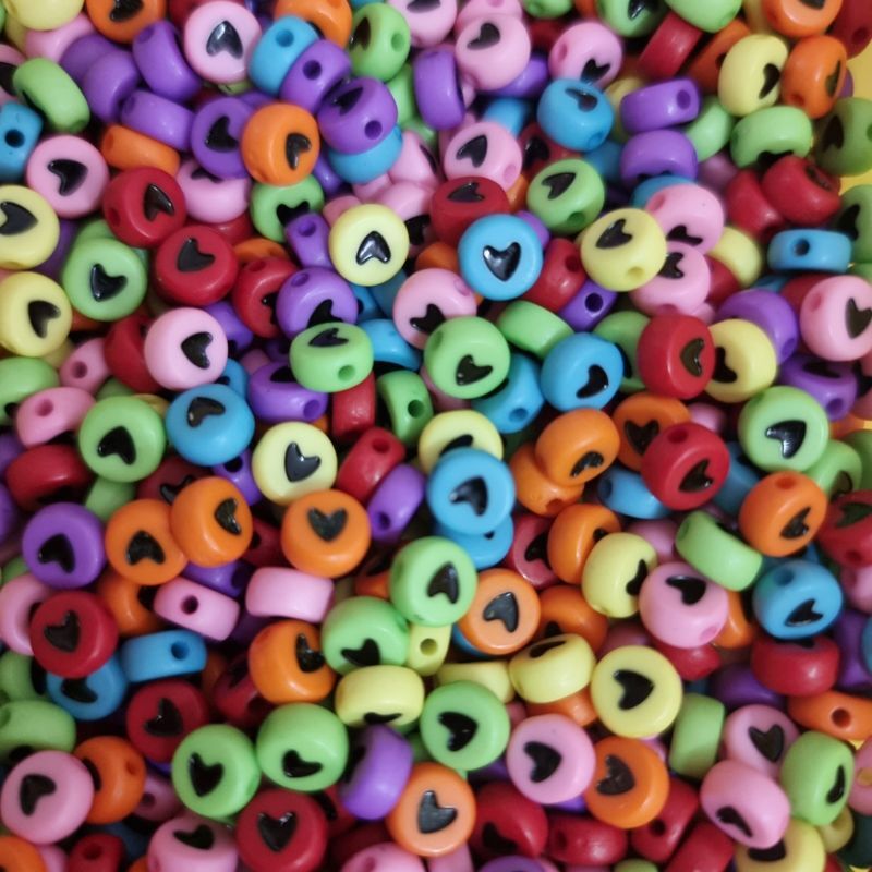 100 Cuentas Corazon Multicolor