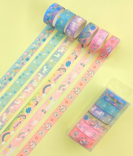 Set washi tape unicornio brilla oscuridad