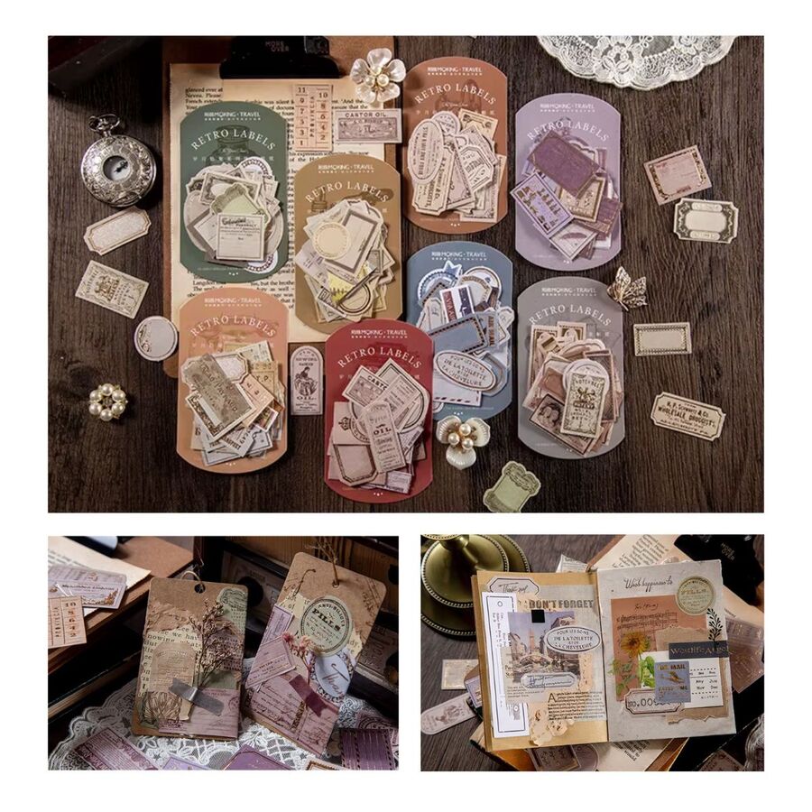Pack stickers retro labels
