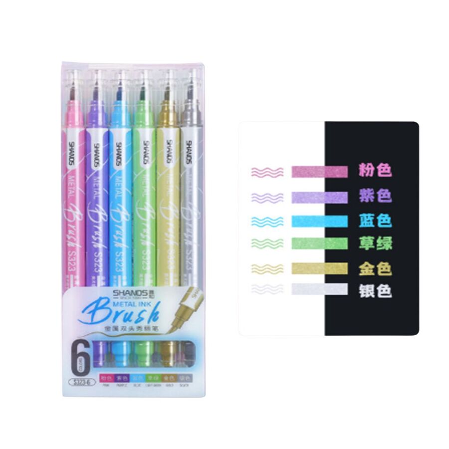 Set marcadores metalicos punta brush lettering