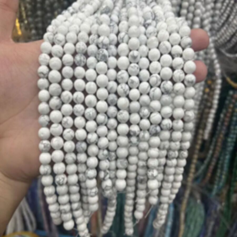 Tira Piedra Bolita 4mm - Howlite