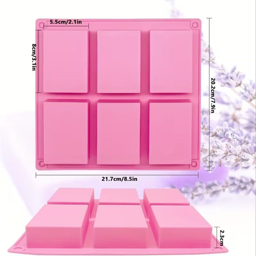 Molde de silicona para 6 Jabones Rectangulos C1