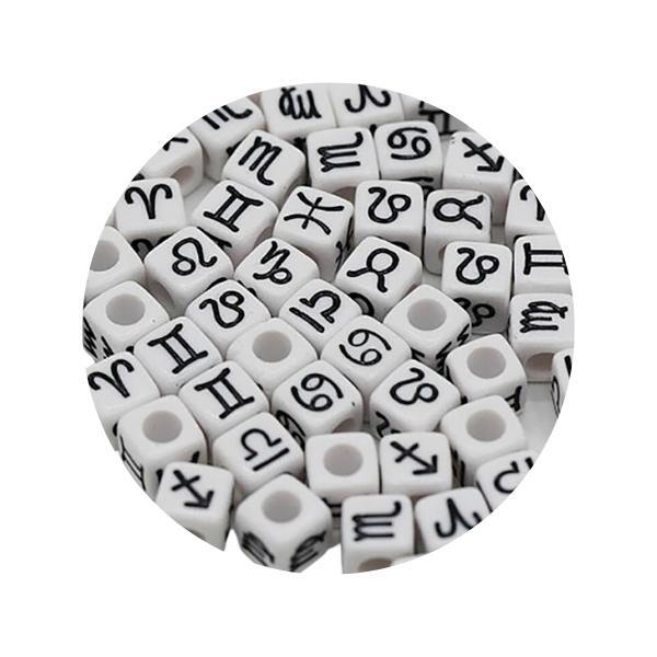 50 Cuentas Signos Negro Blanco