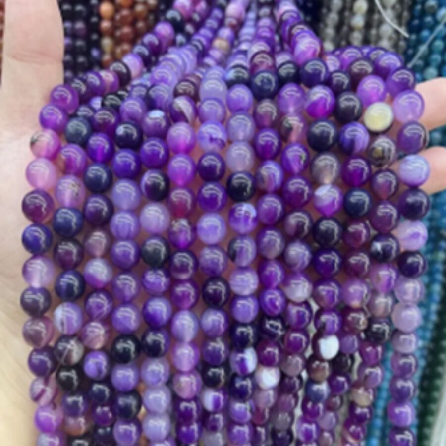 Tira Piedra Bolita 6mm - Purple Agate