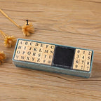 Caja sellos alfabetos base madera