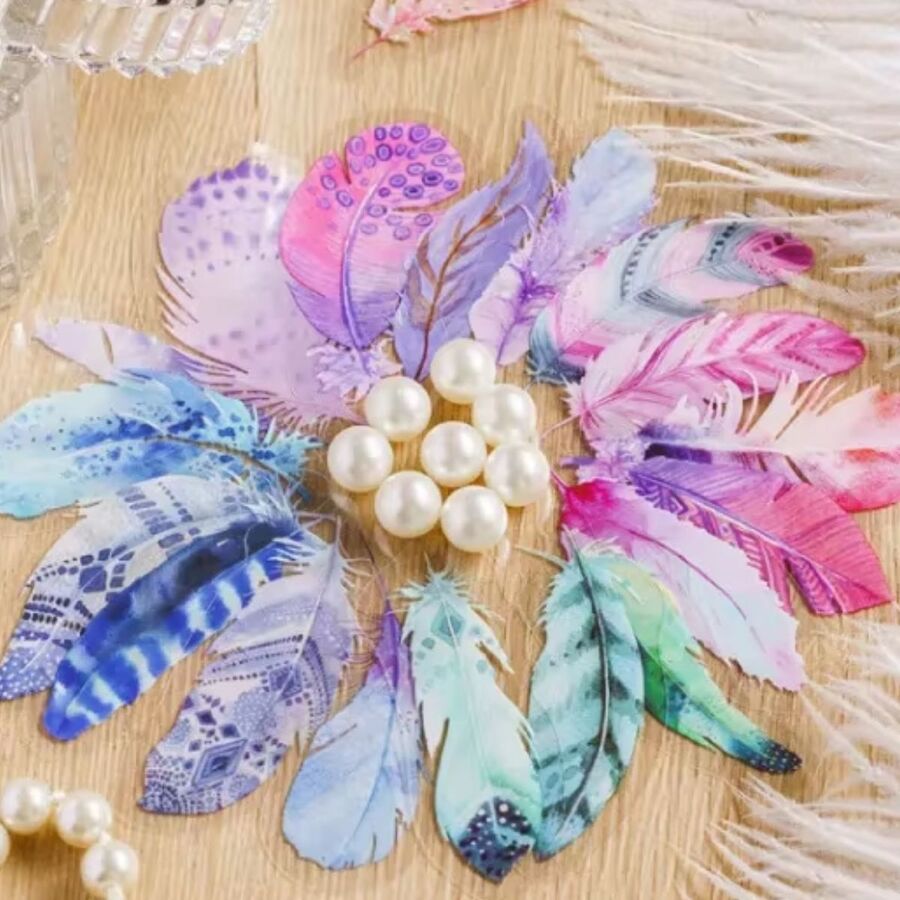 Sticker PET plumas buho