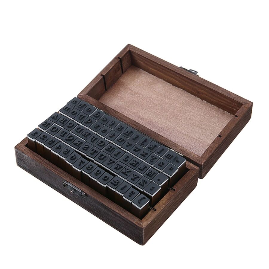 Sellos alfabetos Caja Madera