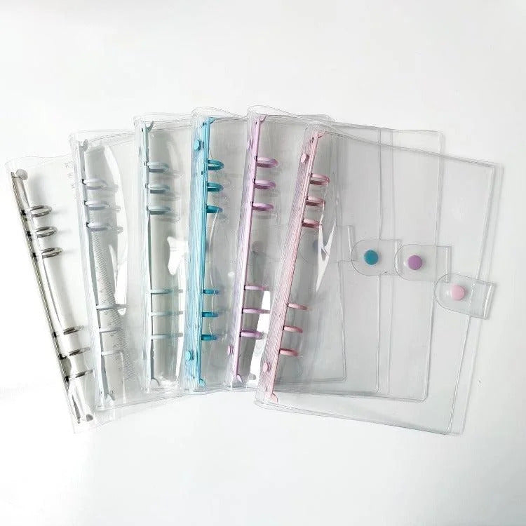 Estuche Planner transparente de 6 anillas pasteles A5