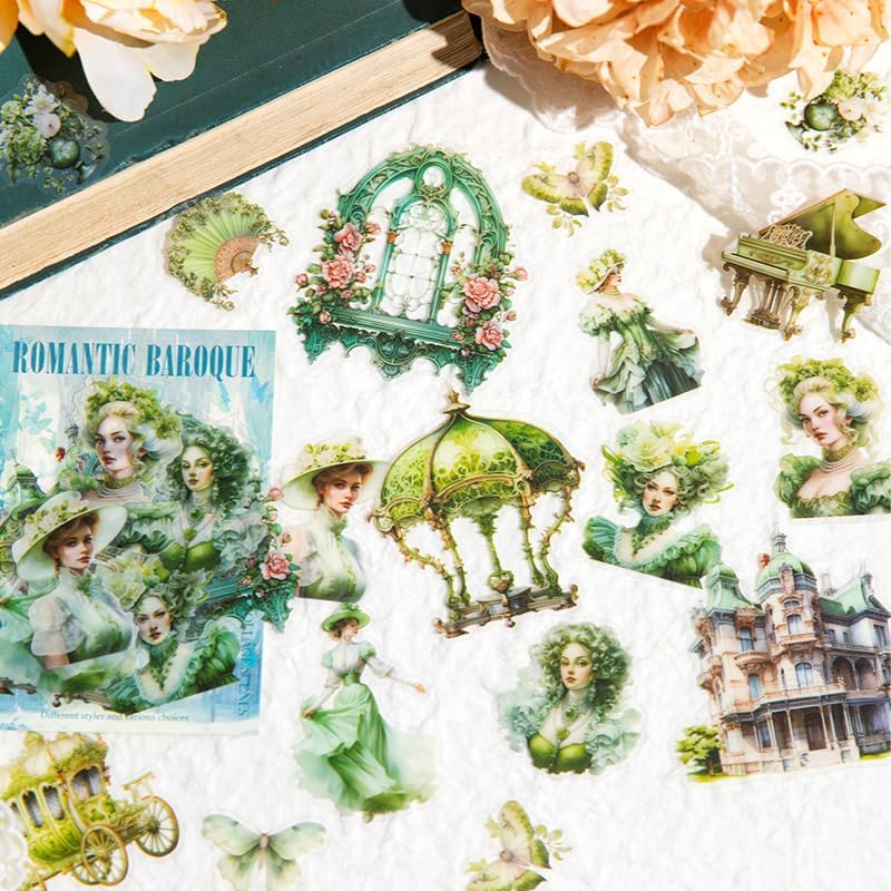 Stickers Romantic Baroque PET 30 piezas (15 diseños x2)