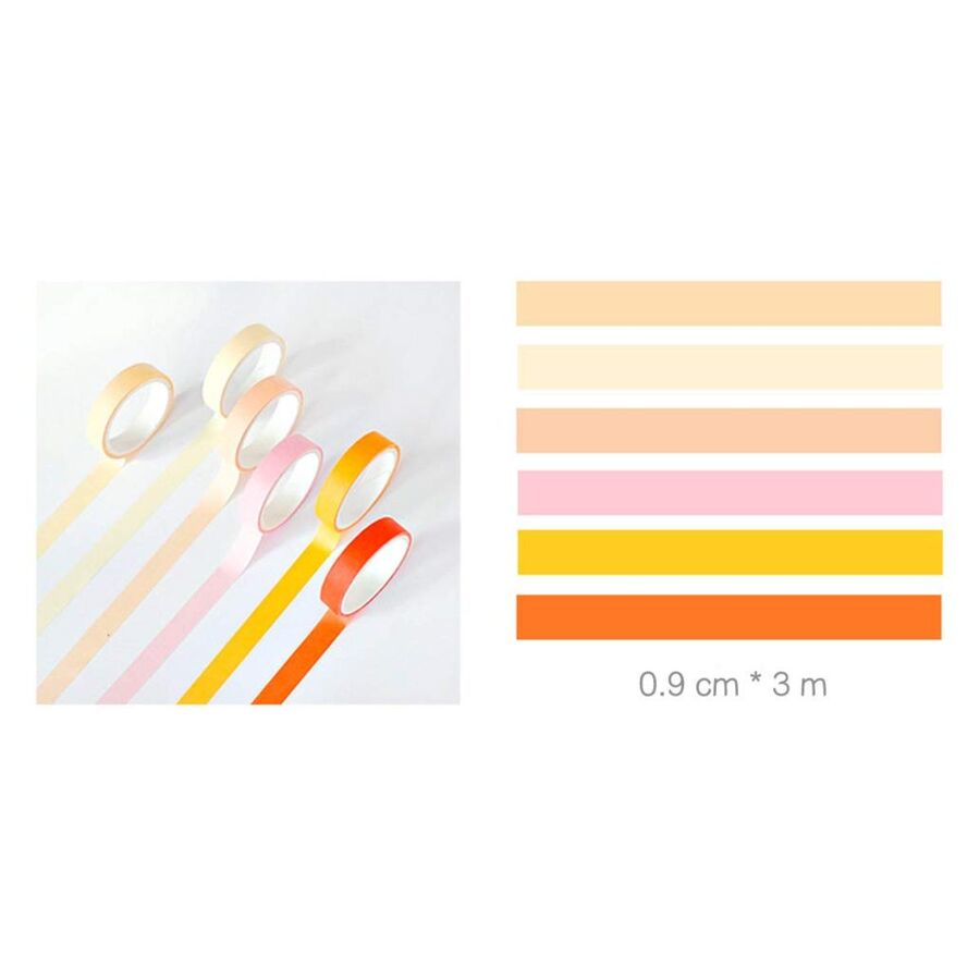 SET 6 WASHIS TAPE TONOS NARANJAS/ROSAS