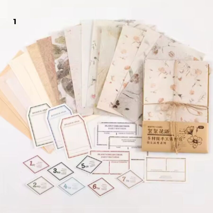 Set papeles rustico mix floral journal