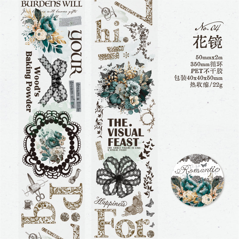 ROLLO WASHI TAPE EN PET COLECCION ROMANTIC Dark Vintage