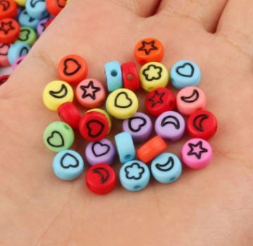 100 Corazón Estrellas Luna Colores Acrílico