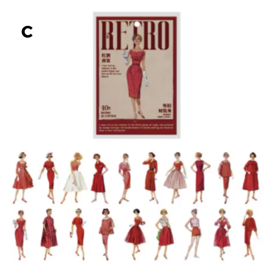 Pack pegatinas chicas retro