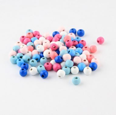 50 Esfera Colores Madera 10mm