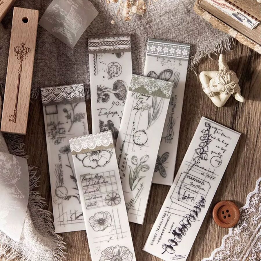 Block hojas decoradas papel vegetal