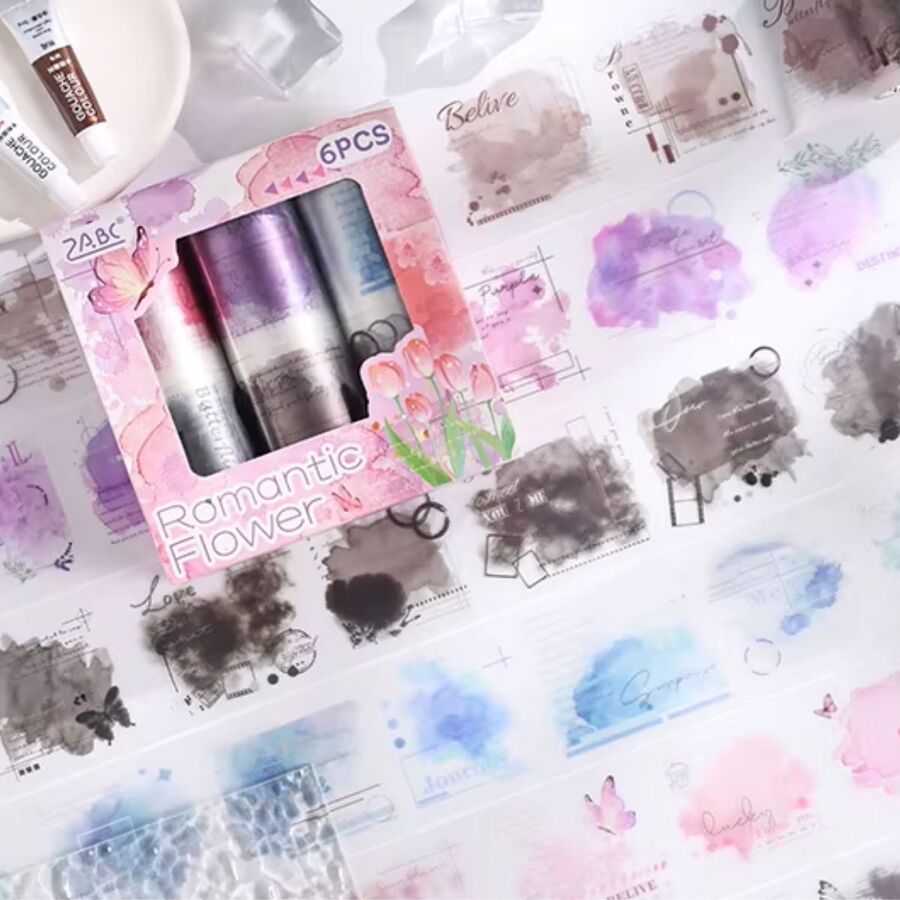 Caja de 6 cintas PVC para journaling Romantic