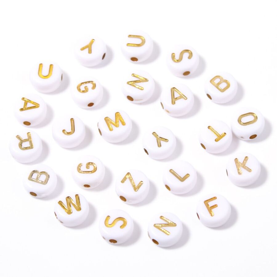 100 Letras Redondas blanco Dorado
