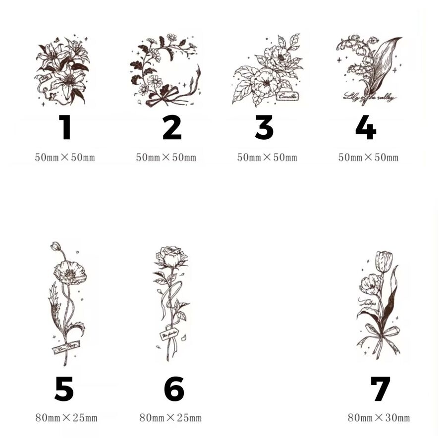 Sello flores en base de madera