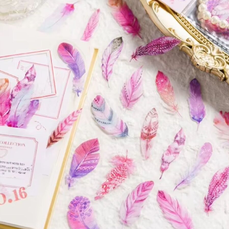 Sticker PET plumas buho