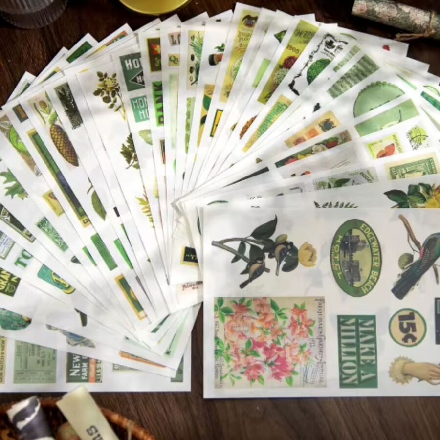 Colección papeles y sticker retro