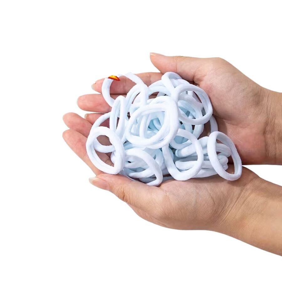 50 Goma Colita Pelo Cabello Blanca