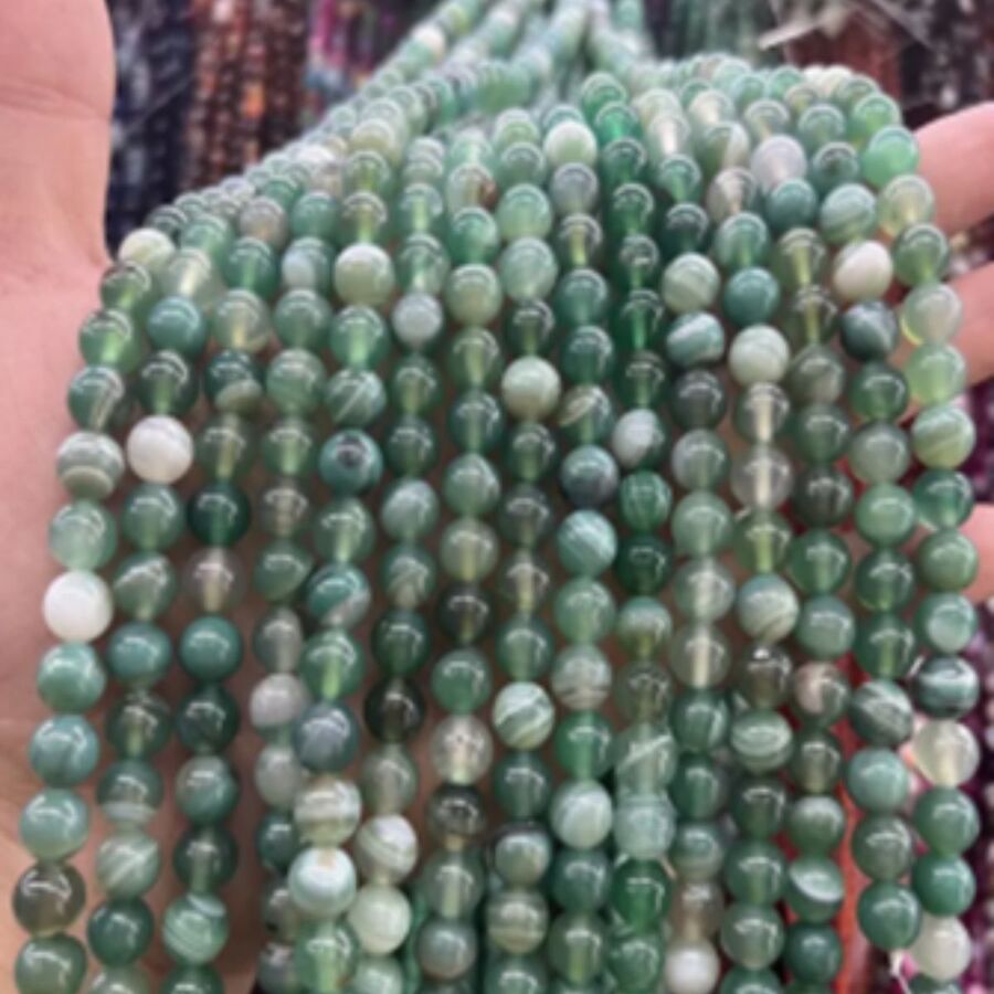 Tira Piedra Bolita 6mm - Green Agate