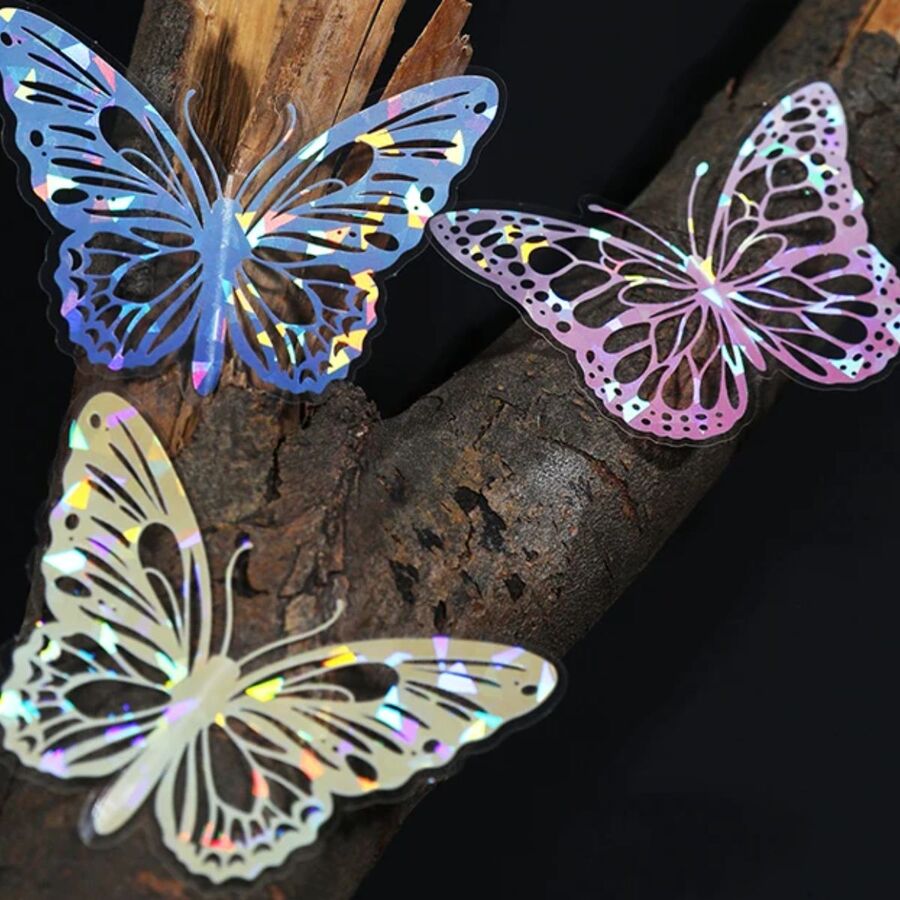 STICKERS MARIPOSAS HOLOGRAFICO PET