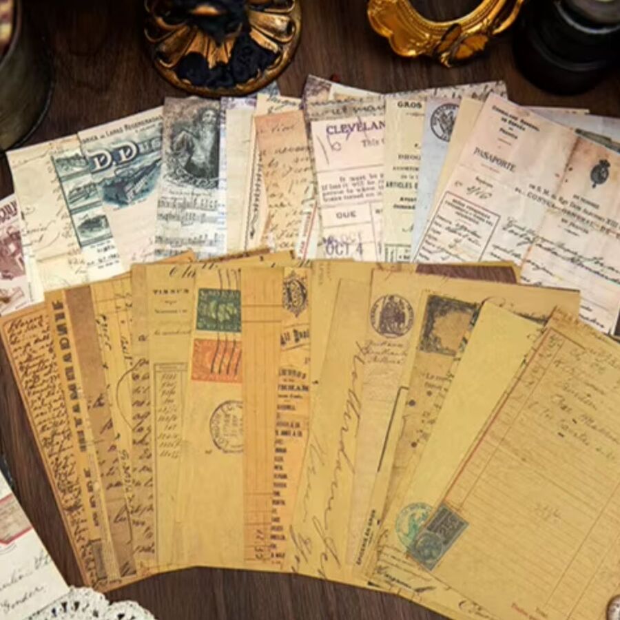 Set libro papeles retro 30778