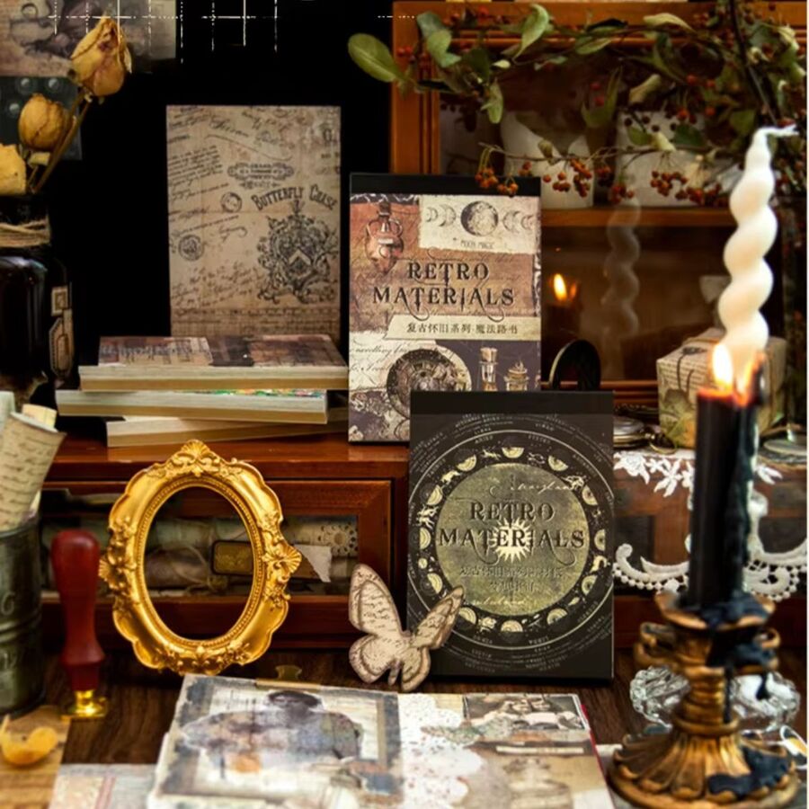 Set libro papeles retro 30778