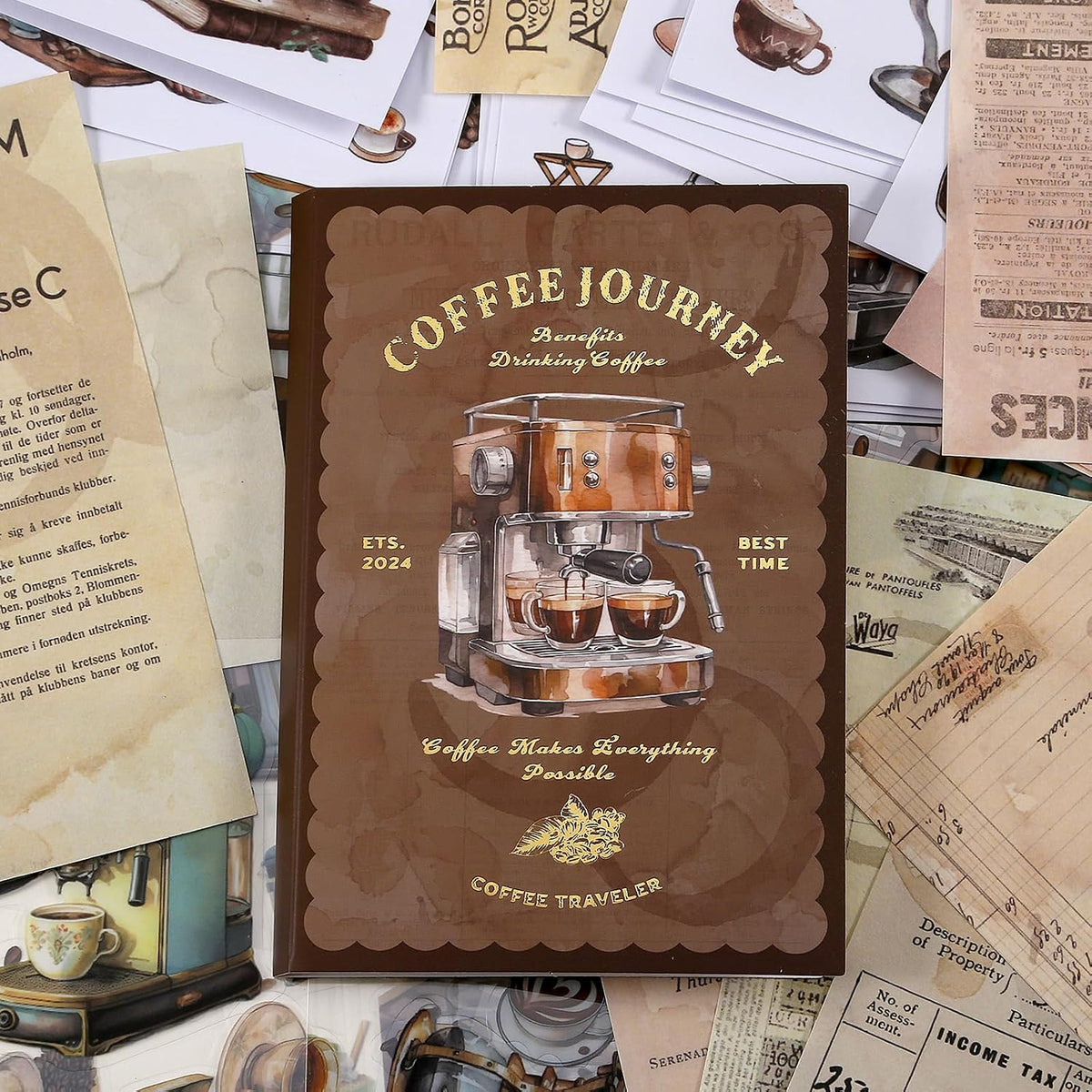 LIBRO STICKER Y PAPELES  VARIOS MATERIALES COLECCION JOURNEY