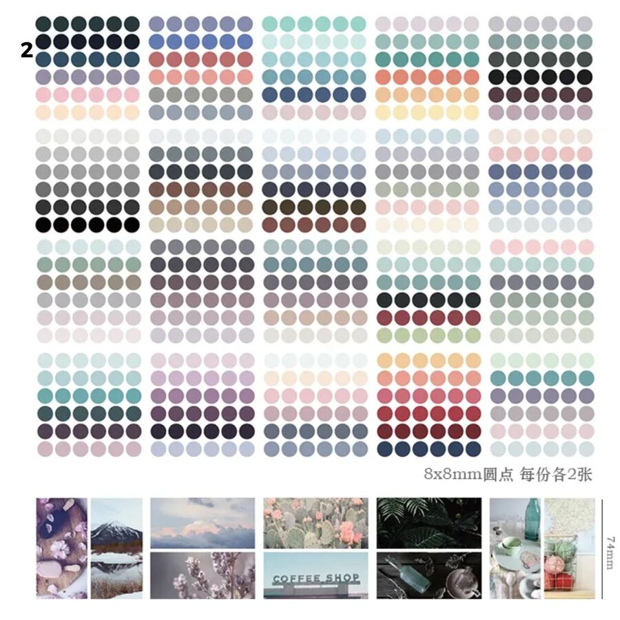 Caja de pegatinas de puntitos de acuarela