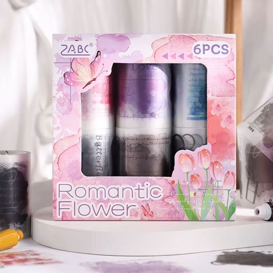 Caja de 6 cintas PVC para journaling Romantic