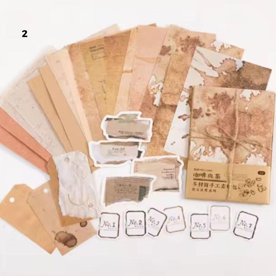 Set papeles rustico mix floral journal